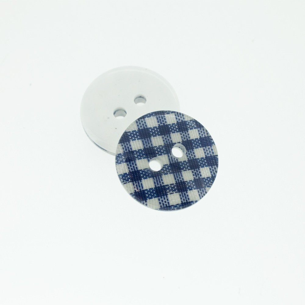 Bouton Polyester Vichy Bleu Marine 18mm