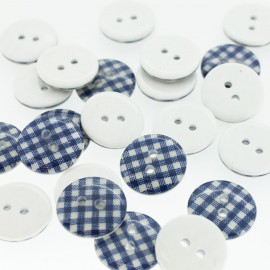 Bouton Polyester Vichy Bleu Marine 18mm