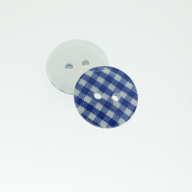 Bouton Polyester Vichy Bleu De Minuit 18mm