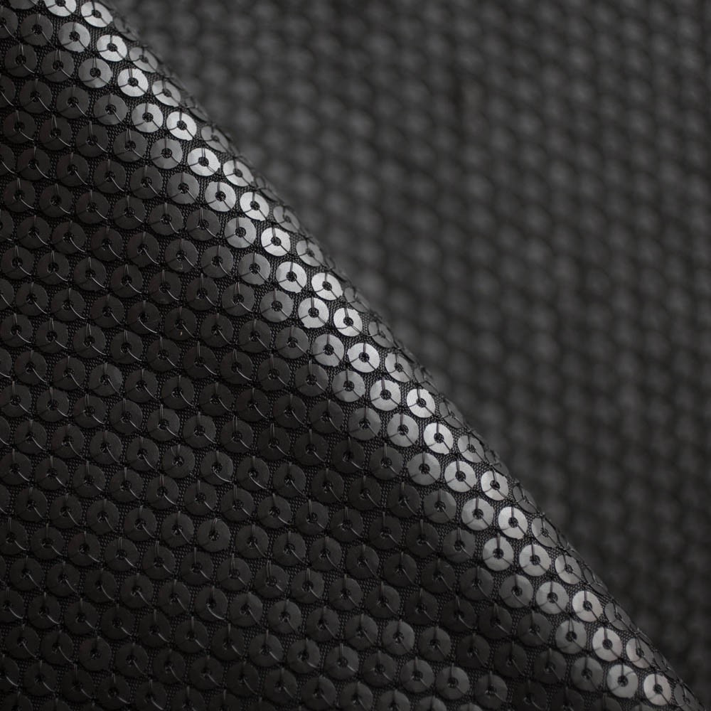 TISSU SEQUIN EFFET CUIR NOIR