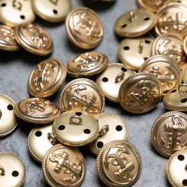 Bouton métal rond ancre gold  Pretty Mercerie - Tissus pas cher - Mercerie en ligne