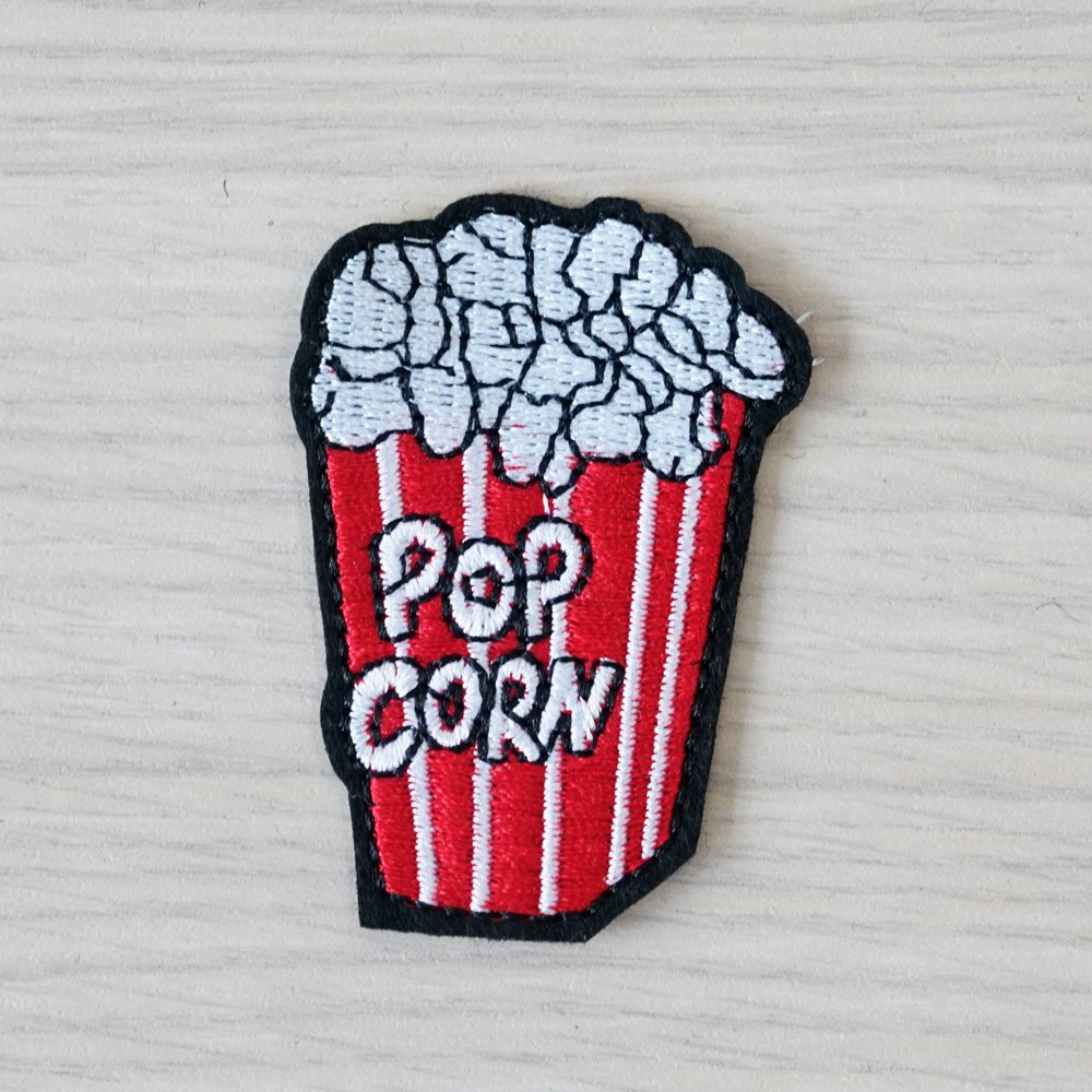 Badge brodé Pop Corn- pretty mercerie - customization - mercerie en ligne - mercerie pas cher 