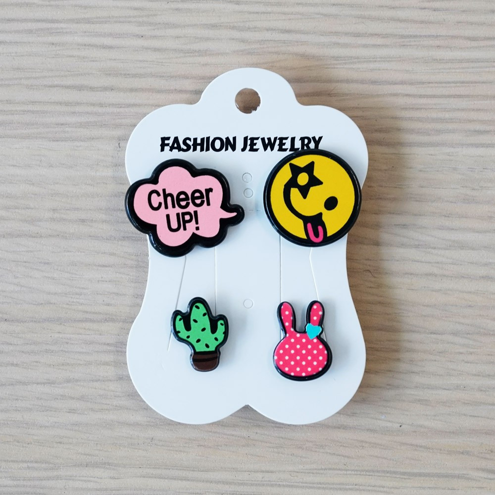 Pins Cheer up & Smiley & Cactus & Lapin - pretty mercerie - customisation - mercerie en ligne - mercerie pas cher 