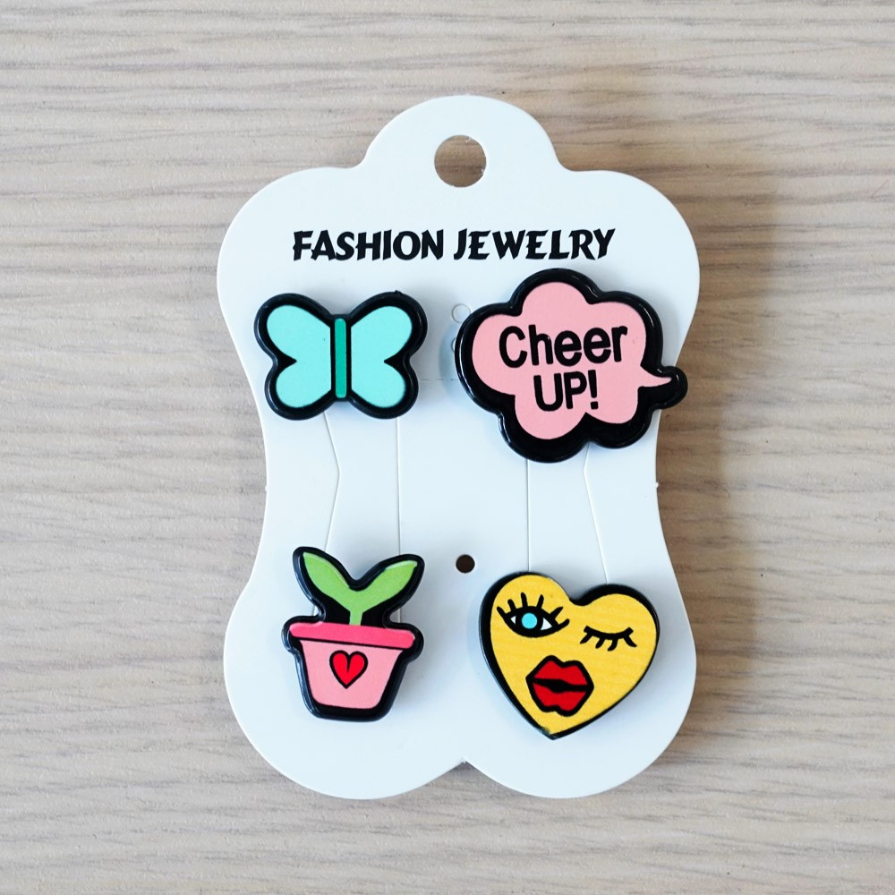 Pins Papillon & Cheer up & Flower & Coeur - pretty mercerie - customisation - mercerie en ligne - mercerie pas cher 