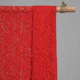 achat Tissu dentelle rouge poppy motif folk paisley  - pretty mercerie - mercerie en ligne