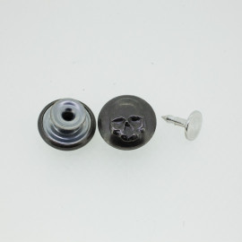 Bouton Jeans tête de mort noir