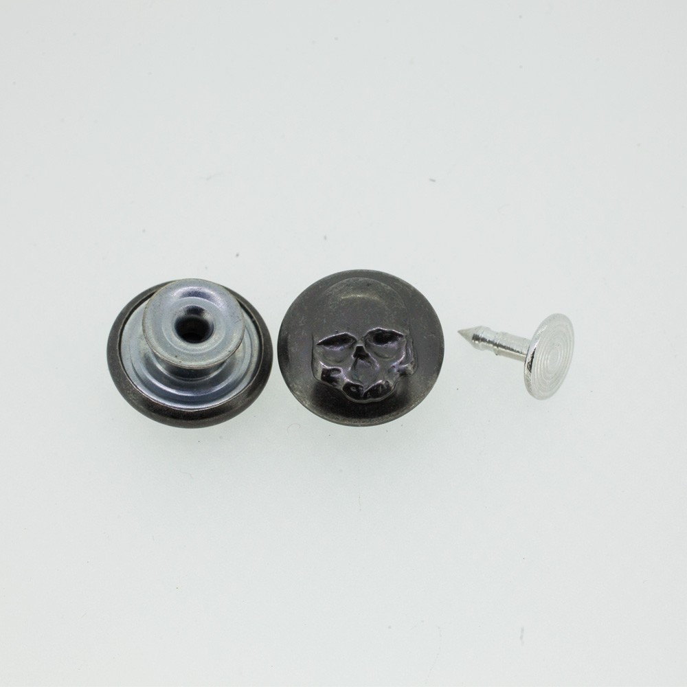 Bouton Jeans tête de mort noir