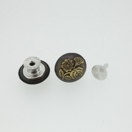 Bouton Jeans Fleurs vieux bronze