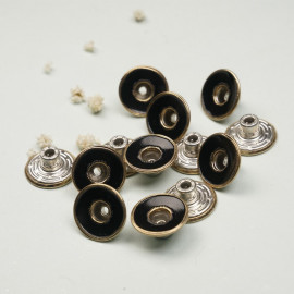 Bouton Jeans noir brillant et contours or - mercerie en ligne - pretty mercerie 