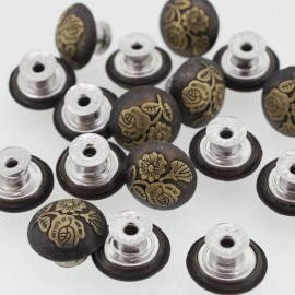 Bouton Jeans Fleurs vieux bronze