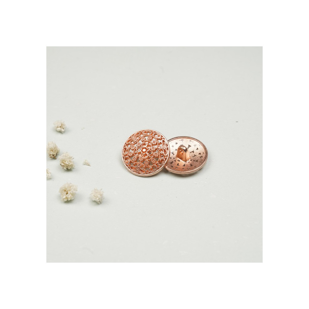 Bouton métal cuivre motif baroque ajouré - mercerie en ligne - pretty mercerie