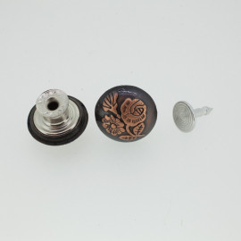 Bouton Jeans Fleurs vieux cuivre
