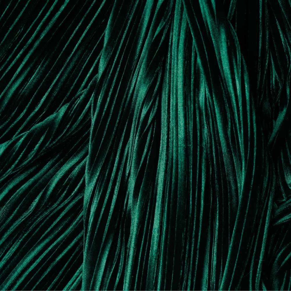 Tissu velours plissé vert satiné - pretty mercerie - mercerie en ligne