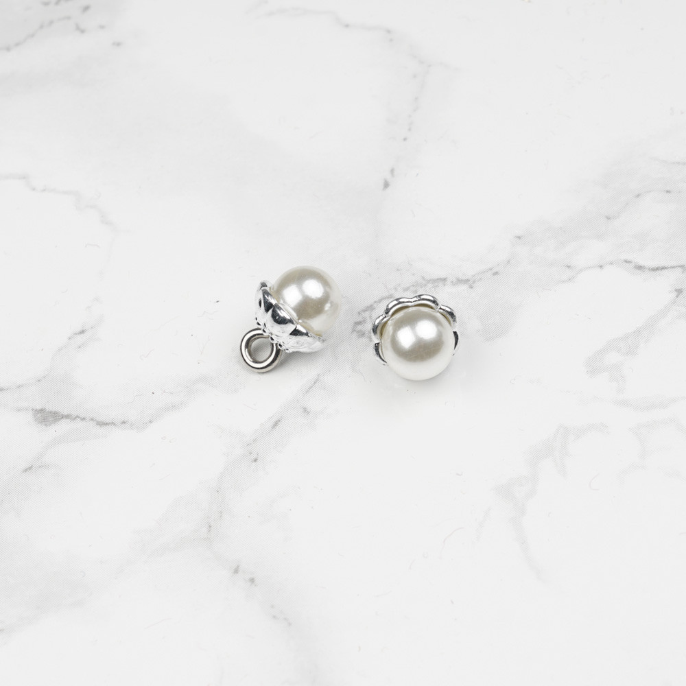 Bouton imitation perle ronde nacré 8 mm - mercerie en ligne - pretty mercerie
