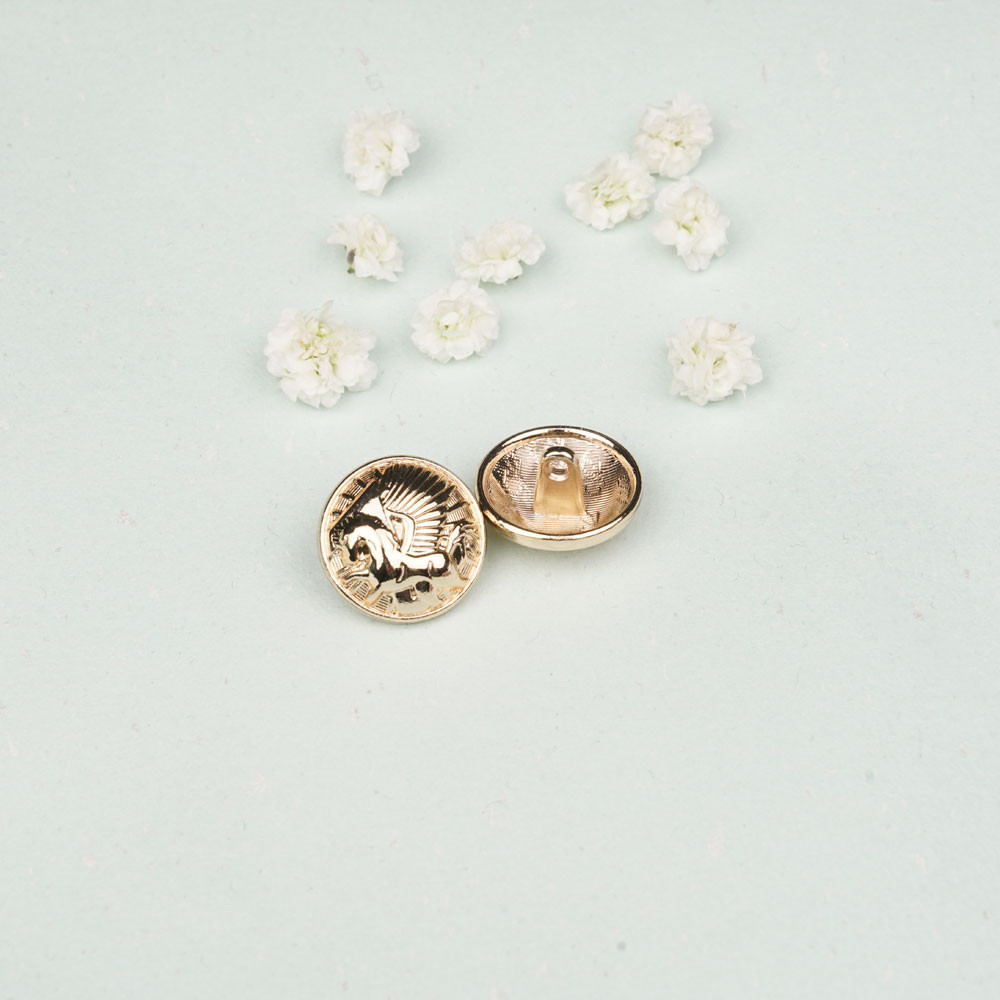 Bouton métal doré à motif pégase 18 mm - mercerie en ligne - pretty mercerie