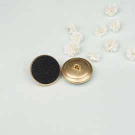 Bouton métal recouvert doré et noir 22 mm - mercerie en ligne - pretty mercerie
