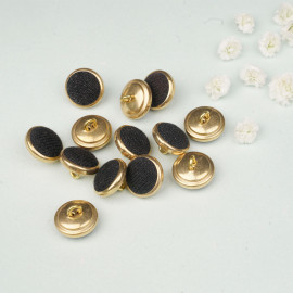 Bouton métal recouvert doré et noir 15 mm - mercerie en ligne - pretty mercerie