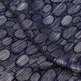 Tissu plissé bleu à motif ronds et pois argent - pretty mercerie - mercerie en ligne