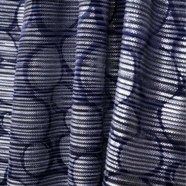 Tissu plissé bleu à motif ronds et pois argent - pretty mercerie - mercerie en ligne