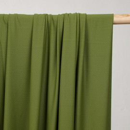 Tissu maillot de bain effet nid d'abeilles pesto - pretty mercerie - mercerie en ligne