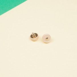 Bouton métal or rose et polyester effet nacré 9 mm  - pretty mercerie - mercerie en ligne
