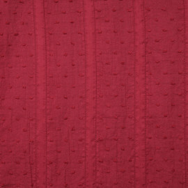Tissu coton plumetis et bandes brodées rouge tango  - pretty mercerie - mercerie en ligne