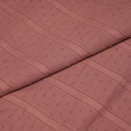 Tissu coton plumetis et bandes brodées rose vieilli  - pretty mercerie - mercerie en ligne
