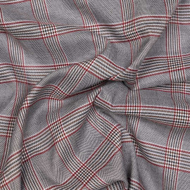 Tissu Prince de Galles noir et blanc et rouge et noisette - pretty mercerie - mercerie en ligne