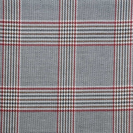 Tissu Prince de Galles noir et blanc et rouge et noisette - pretty mercerie - mercerie en ligne